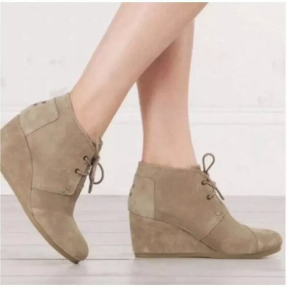 Toms Kala Suede Wedge Ankle Boots - Picture 1 of 6